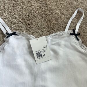 Forever 21 White Lace Trim Bodysuit